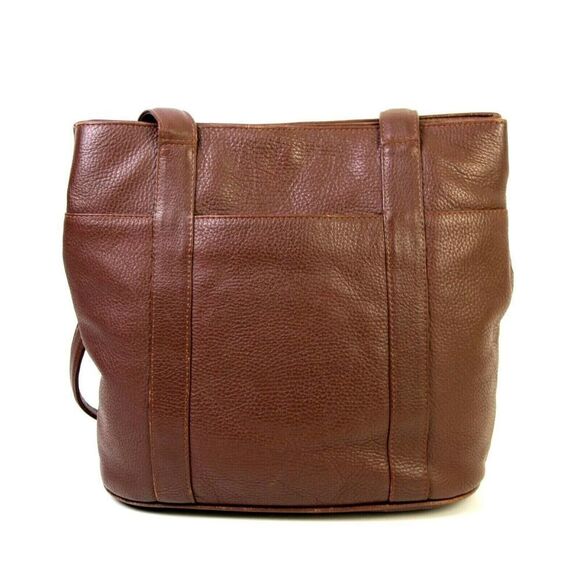 VINTAGE ORVIS PEBBLED BROWN GENUINE LEATHER TOTE SHOULDER BAG HANDBAG PURSE - Picture 5 of 9